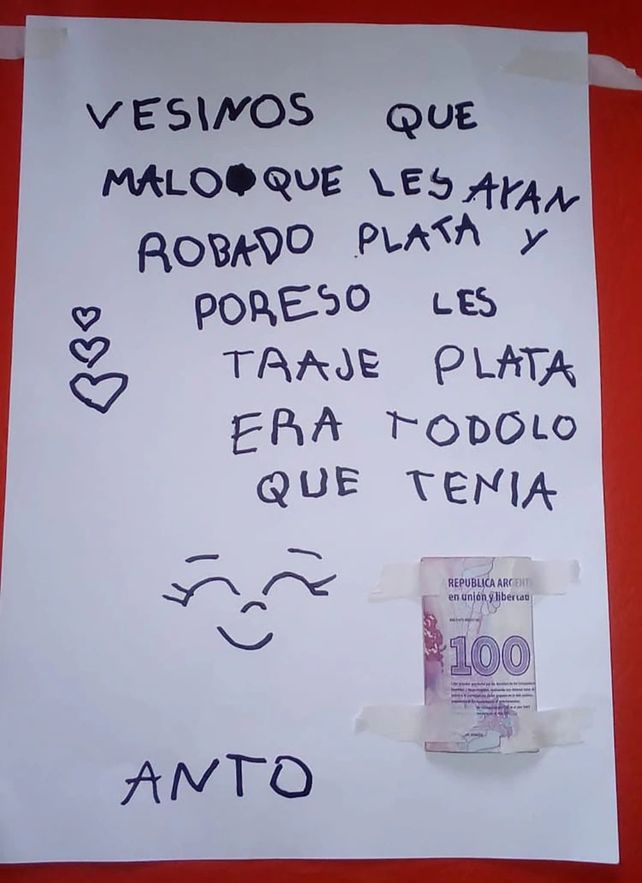 Le robaron la billetera y su vecina de siete años le hizo un conmovedor regalo
