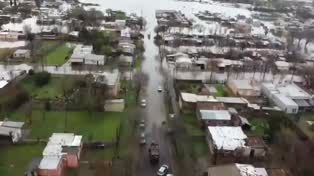 La comuna de María Teresa quedó anegada el domingo 31 de agosto de 2025 por la tormenta de Santa Rosa.