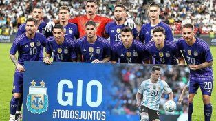 La Selección Argentina mostró una bandera en apoyo a Gio Lo Celso.