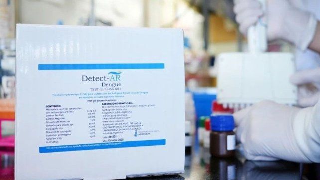 El kit Detect-AR Dengue: se trata del primer test de antígeno nacional para el diagnóstico de casos.