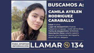 Activaron la Alerta Sofía por Camila Ayelén Rodríguez Caraballo
