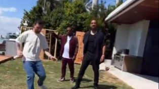 Lionel Messi junto a los actores Will Smith y Martin Lawrence.