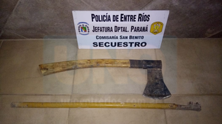 San Benito: Un hombre fue detenido por golpear a su mujer y atacar a la Policía con un hacha