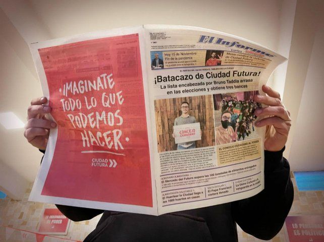 Ciudad Futura repartió ayer 20 mil ejemplares de un diario político, idéntico al diagrama del ex diario El Informe de Venado Tuerto.  