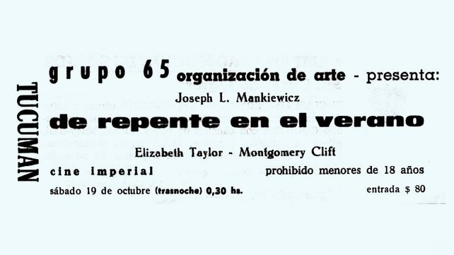Entrada para la trasnoche del cine Imperial, organizada por el Grupo 65 en el marco del movimiento Tucumán Arde, en octubre de 1968.