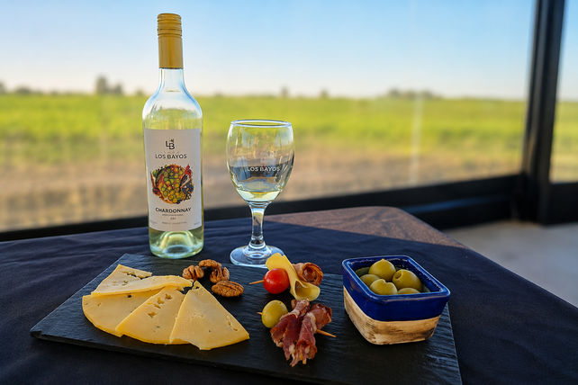 Maridaje de vino con gastronomía en la finca Los Bayos,