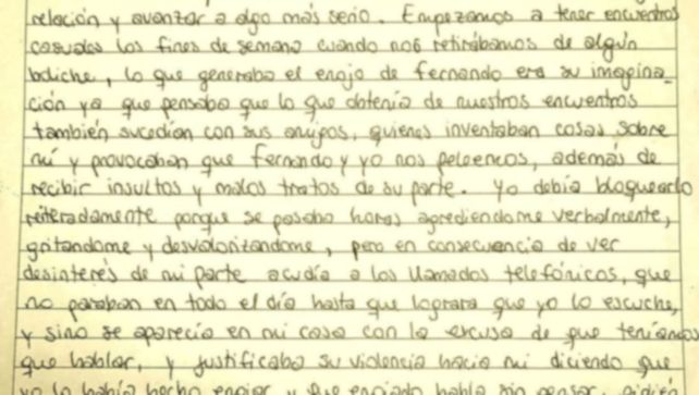 Zonzini difundió a los medios parte de un diario íntimo de Nahir Galarza