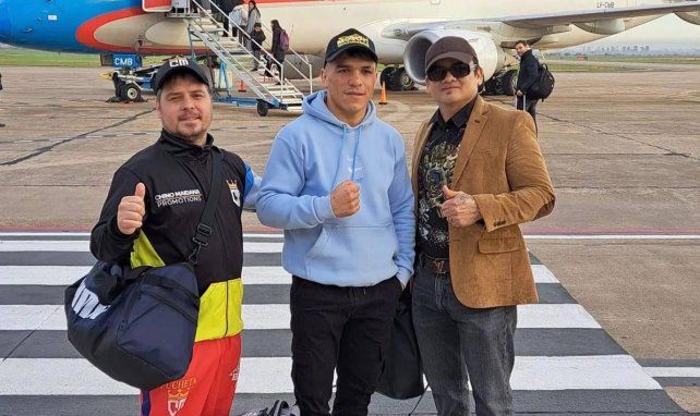 El santafesino Emiliano Pucheta junto a Totino Caunedo y el Chino Marcos René Maidana.