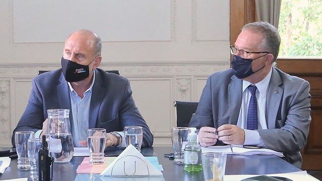 El gobernador Omar Perotti y el ministro de Seguridad Jorge Lagna&nbsp;