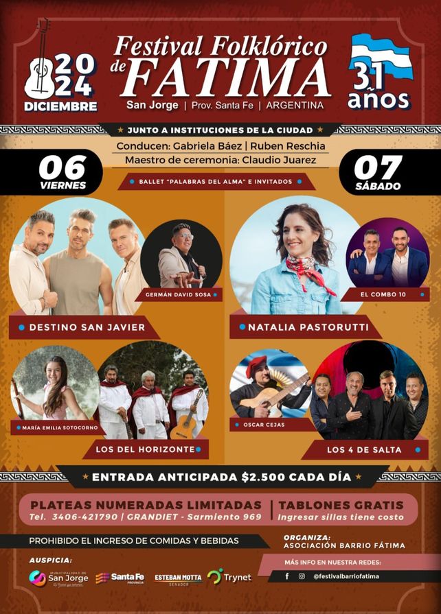 La 31° edición del Festival Folclórico de Fátima inicia un mes cargado de actividades en San Jorge