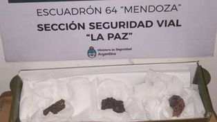 Las piedras que un pasajero transportaba de Mendoza a Santa Fe. Serían meteoritos o partes de ellos.