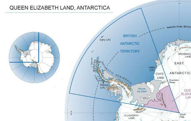Nuevo mapa. Este es el territorio que Inglaterra ha denominado Tierra de la reina Isabel.