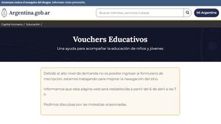 Vouchers Educativos: colapsó la página web para inscribirse al beneficio