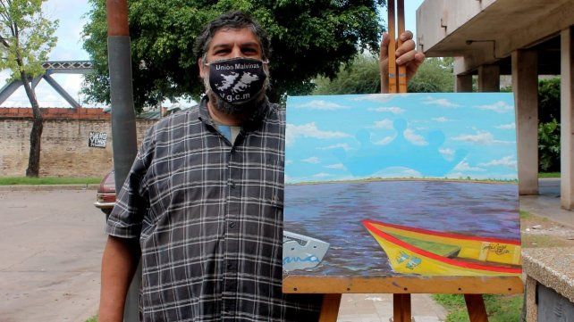 El cuadro donado por el artista Germán Gago para subastar y ayudar en la iniciativa.