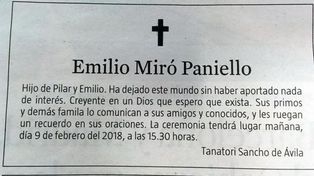 Deja el mundo sin haber aportado nada de interés, el aviso fúnebre que recorrió el mundo