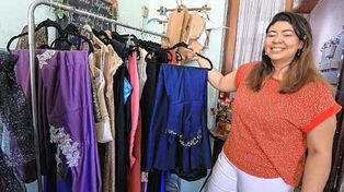 La diseñadora Romina Roda en su atelier de alta costura.