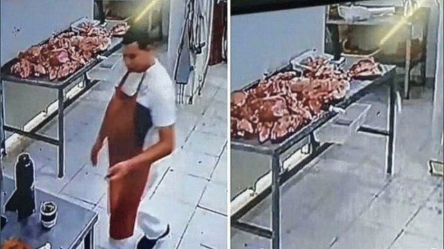 El presunto fantasma fue tomado por una cámara de sugridad de la carnicería El presunto fantasma fue tomado por una cámara de sugridad de la carnicería
