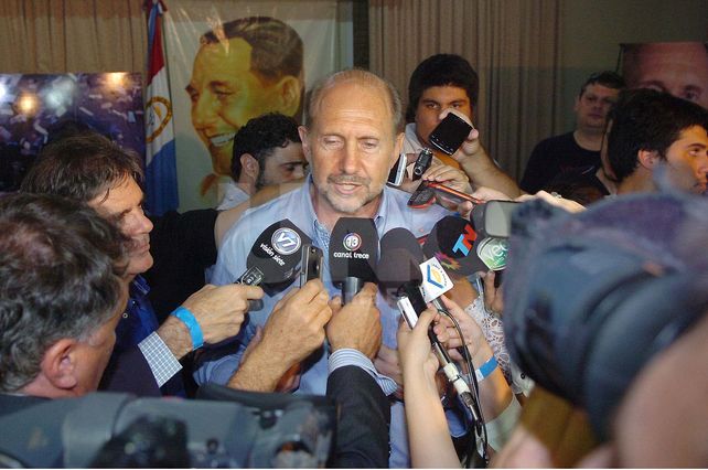 Rueda de prensa. El rafaelino habló con medios locales y nacionales tras los comicios de ayer / Foto: Manuel Testi - Uno Santa Fe