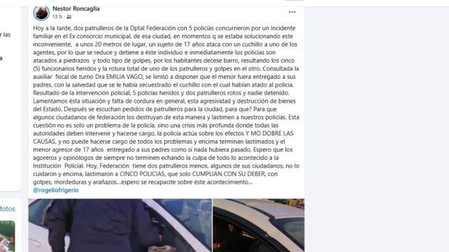 Adolescente golpeó a policías y destruyó patrulleros: Fue entregado livianamente a sus padres