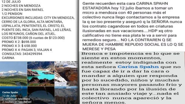 Una mujer de Paraná fue denunciada por presunta estafa con paquetes turísticos a Mendoza. Más de 20 personas la denunciaron tras quedarse esperando un viaje.
