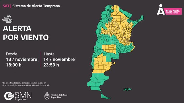 El Servicio Meteorológico Nacional (SMN) renovó alerta por lluvias