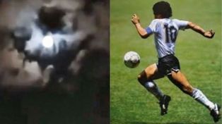 Diego en el cielo. La imagen de Maradona dibujada por las nubes se asemeja a una foto de él en México 86.