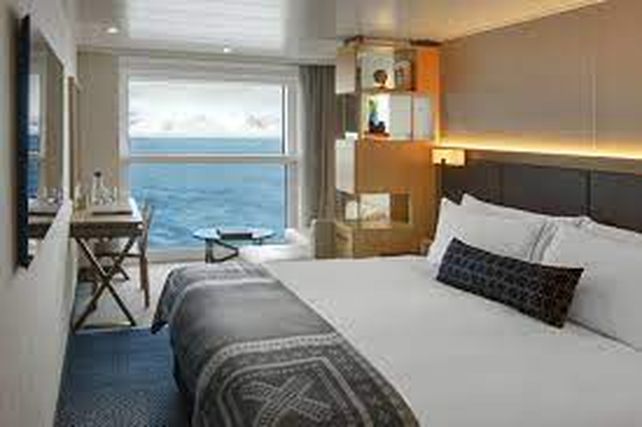 Una cabina con una imponente vista al mar. Varias de estas ventanas se rompieron ante el embate de las olas en el estrecho de Drake.  
