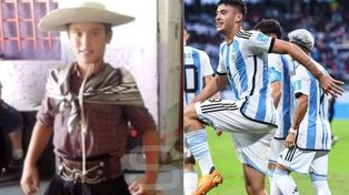 Alejo Véliz, quien de chico bailaba malambo, festejó el gol ante Guatemala tirando unos pasos.