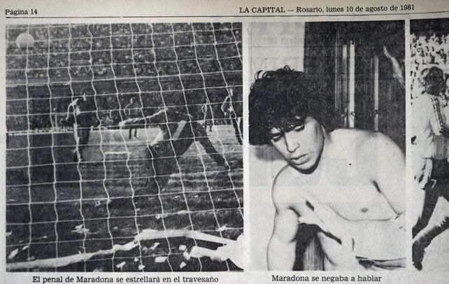 Maradona tuvo el empate ante Central, en el Gigante de Arroyito, pero la pelota dio en el travesaño. Al perder, Boca no pudo gritar campeón en Rosario.
