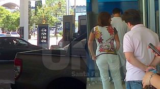 A horas de Nochebuena, los santafesinos hacen cola en cajeros y estaciones de servicio
