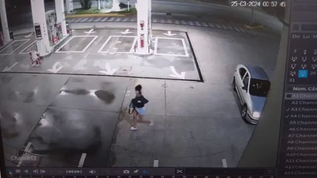 La imagen de Sara Gutiérrez tomada por una cámara de videovigilancia de una estación de servicios antes de llevar la misiva contra la familia Di María.