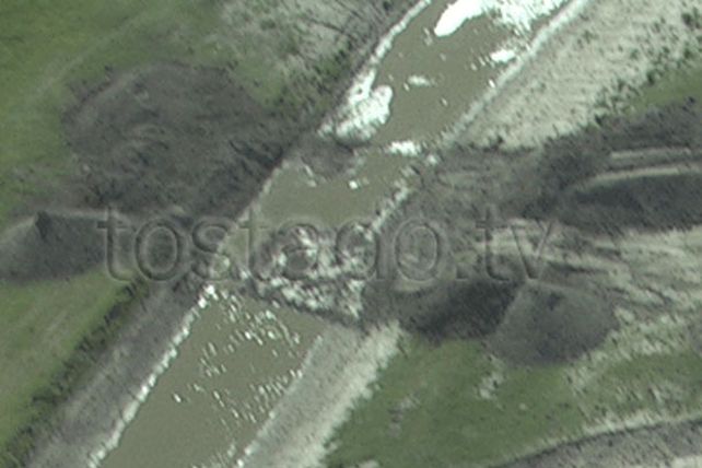 Desde el aire: el Salado aparece parcialmente obstruido