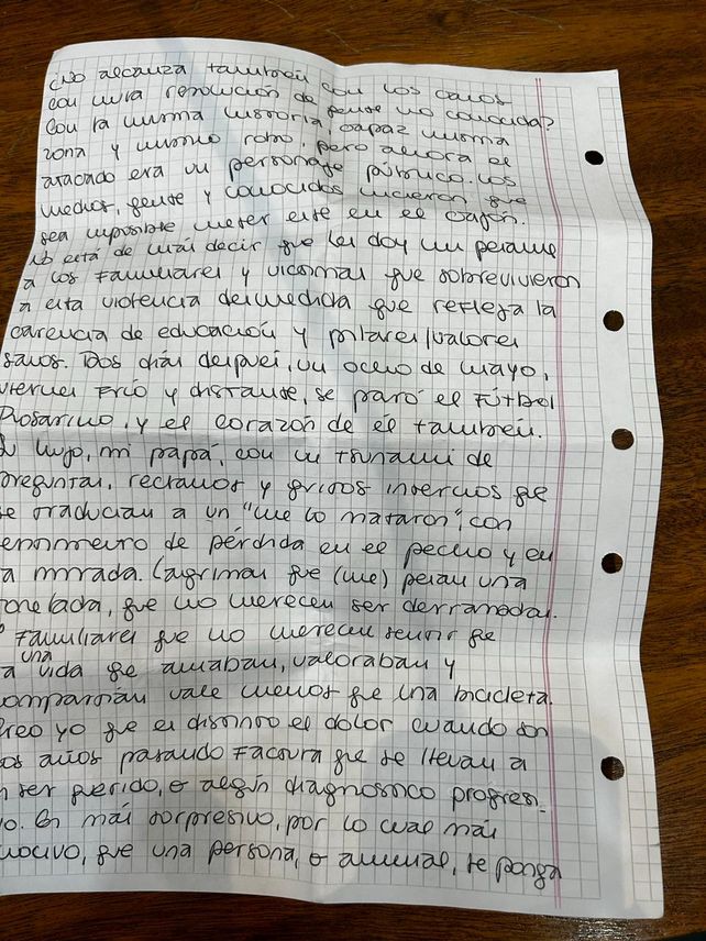 La nieta del Trinche Carlovich leyó una emotiva carta