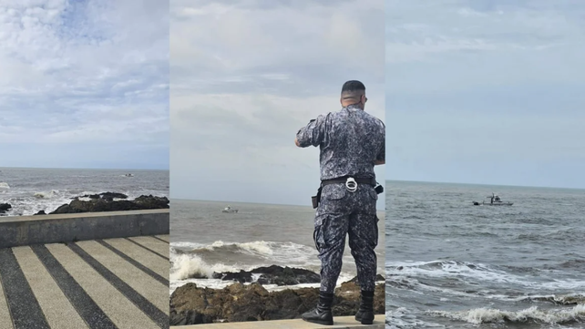 Personal de Prefectura realiza una intensa búsqueda del argentino que desapareció en el mar de Punta del Este.