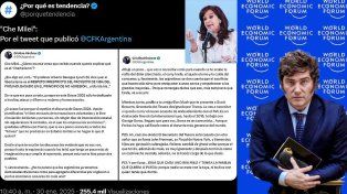Cristina Fernández le dedicó un largo tuit a Javier Milei