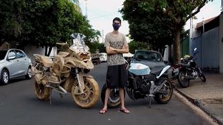 Video: un brasileño realiza increíbles réplicas de motos de tamaño real y con cartón