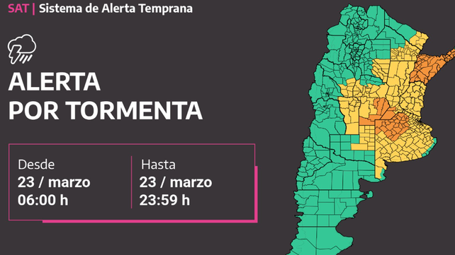 SMN:  Entre Ríos continúa en alerta amarillo por tormentas