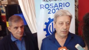 El secretario general de la UOM Rosario, Antonio Donello, y el titular del gremio a nivel nacional, Abel Furlán.