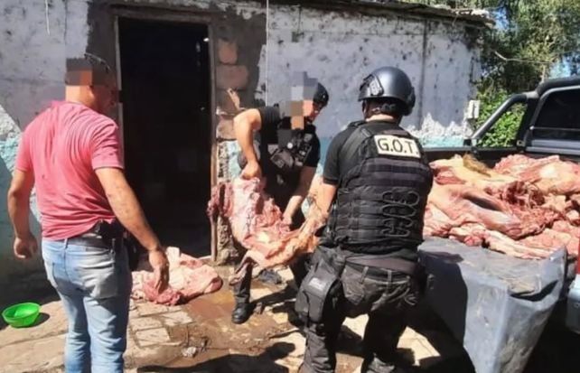 Los uniformados se encontraron inesperadamente con los cortes vacunos