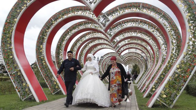 Celebración de 200 bodas simultáneas en la ciudad de Grozny, Rusia