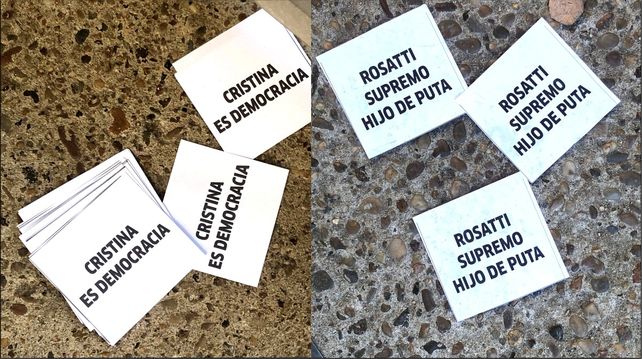 Panfletos con mensajes políticos aparecieron en distintos puntos de la ciudad tras el fallo contra Cristina Kirchner Panfletos con mensajes políticos aparecieron en distintos puntos de la ciudad tras el fallo contra Cristina Kirchner