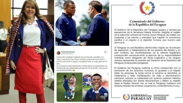 El gobierno de Paraguay se despegó de la sdeclaraciones de la cenadora Celeste Amarilla por sus insultos a Kylian Mbappé