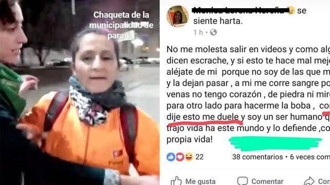 La cara de la intolerancia: La mujer que agredió a manifestantes justificó su accionar
