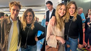 La escritora argentina Ariana Harwicz junto a Jennifer Lawrence y Robert Pattinson, los protagonistas de la adaptación de Matate, amor.&nbsp;