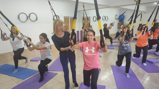 Mirta de Fussi incorporó clases de Entrenamiento Funcional suspendido a su instituto