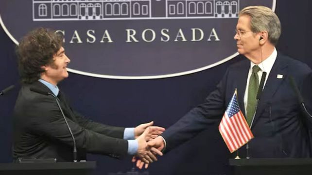 El presidente Javier Milei y el secretario del Tesoro de Estados Unidos
