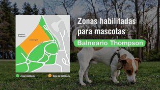 Los sectores donde pueden andar las mascotas en el balneario Thompson.