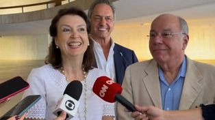 Diana Mondino se reunió con el ministro de Relaciones Exteriores de Brasil, Mauro Vieira, y la acompañó el embajador Daniel Scioli.&nbsp;