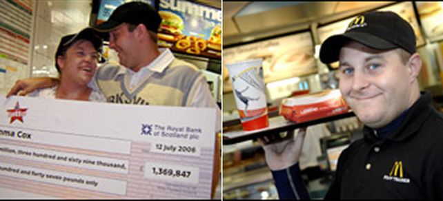 Un ganador de la loter&iacute;a brit&aacute;nica vuelve a servir en McDonalds