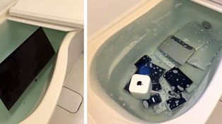 Una novia despechada tiró todos los electrónicos de su pareja a una bañadera con agua